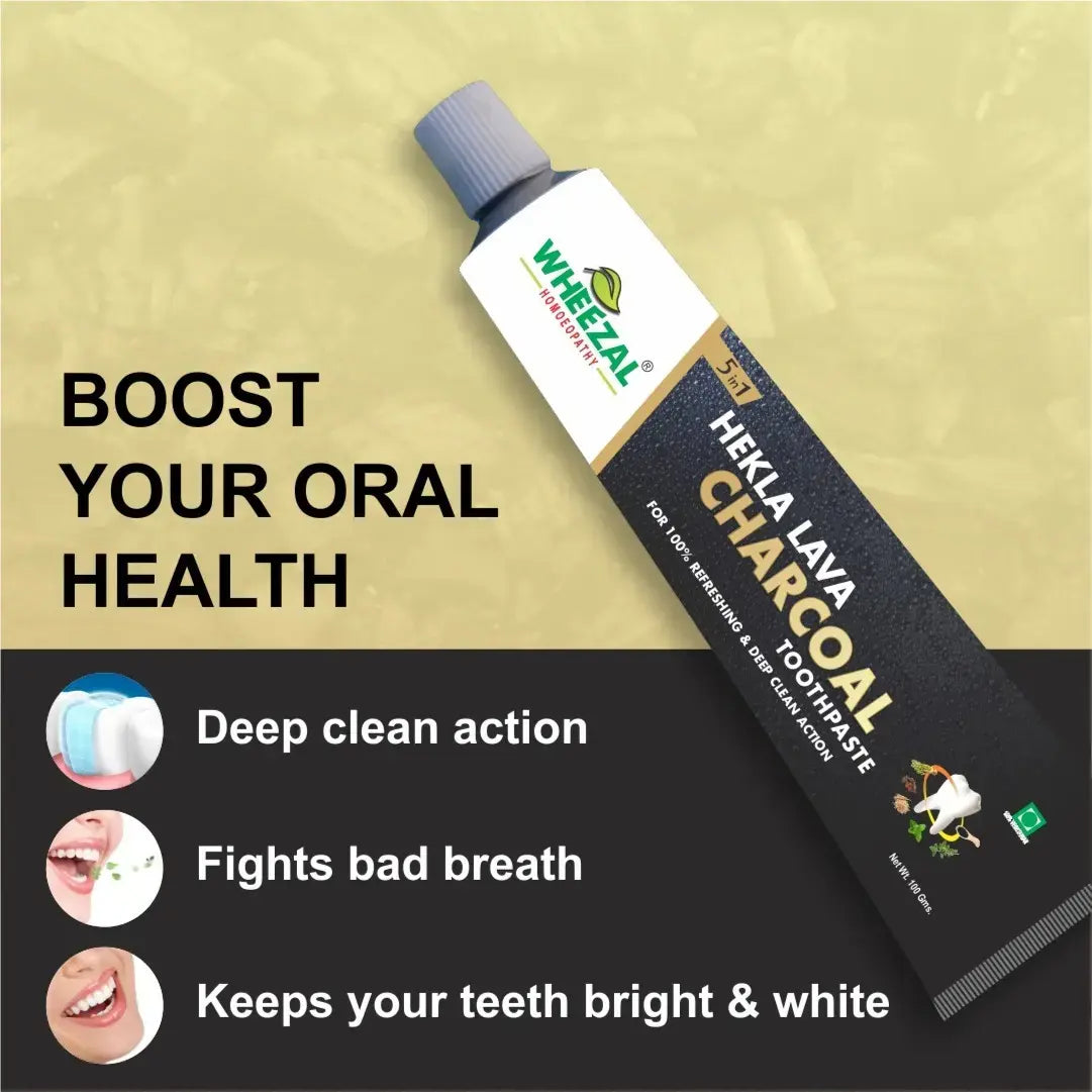 Wheezal Hekla Lava Charcoal Toothpaste (100gm, Pack of 1)
