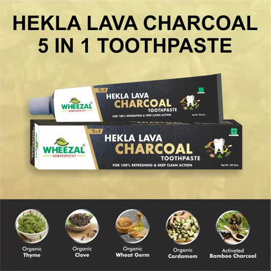 Wheezal Hekla Lava Charcoal Toothpaste (100gm, Pack of 1)
