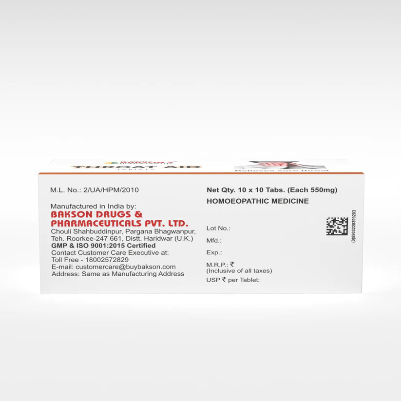 "Bakson Throat Aid Tablets Strip