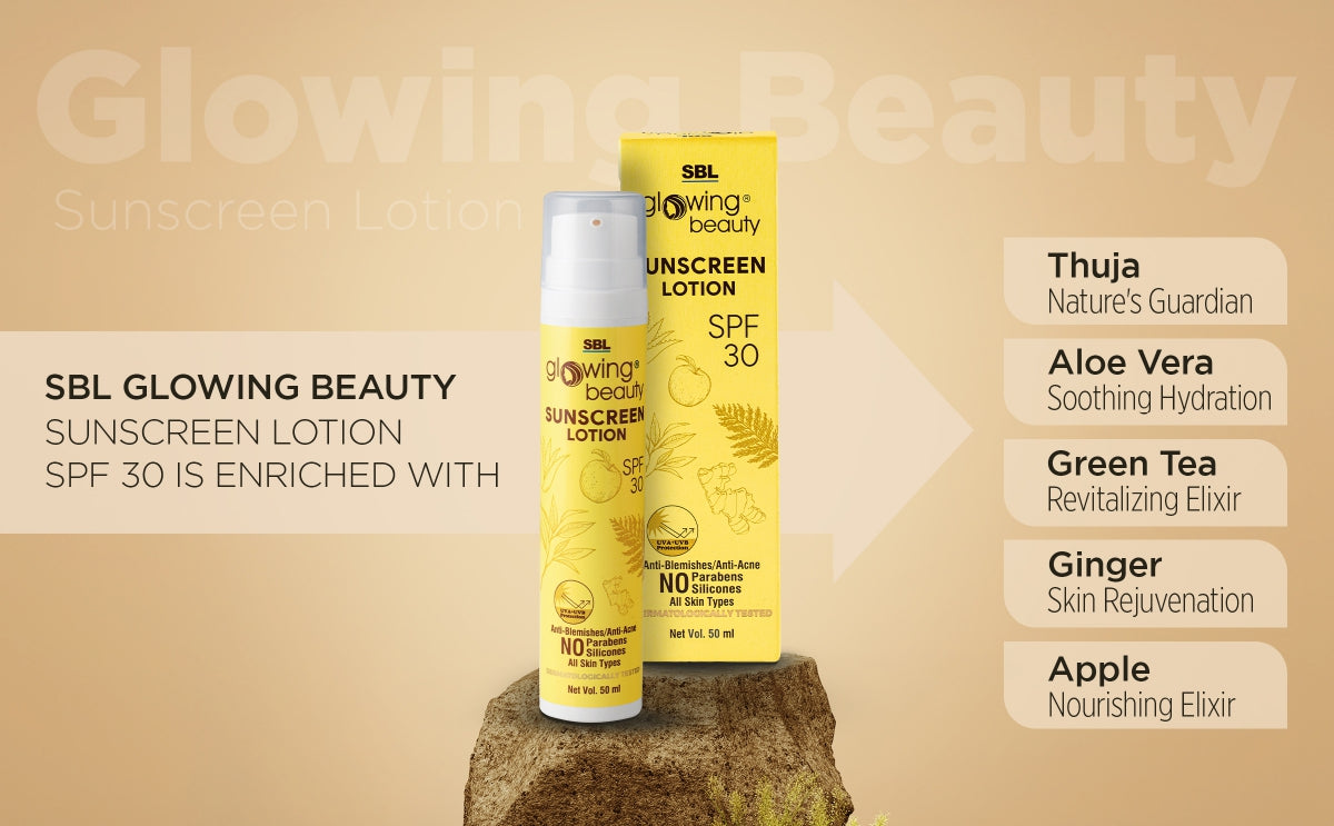 SBL Glowing Beauty Sunscreen Lotion SPF 30 (50ml, Pack of 1)