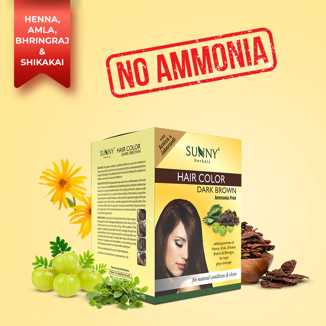 Sunny Herbals Hair Color with Henna, Amla, Shikakai and Bhringraj  (2x10gm)