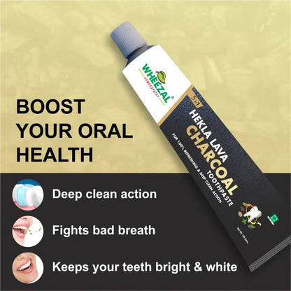 Wheezal Hekla Lava Charcoal Toothpaste (100gm, Pack of 1)