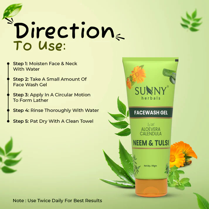 Sunny Herbals Face Wash Gel (Neem Tulsi) (110gm, Pack of 1)