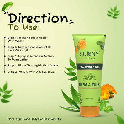 Sunny Herbals Face Wash Gel (Neem Tulsi) (110gm, Pack of 1)