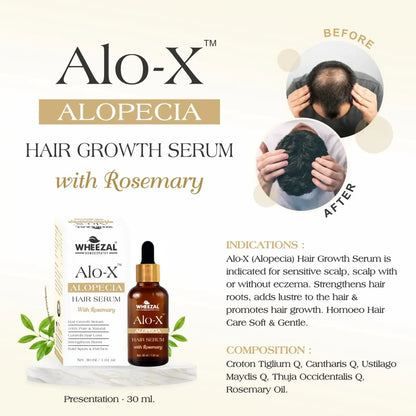 Wheezal Alo-X Alopecia Hair Serum with Rosemary (30ml, Pack of 1)