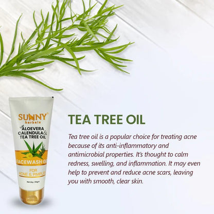 Sunny Herbals Face Wash Gel (Aloevera Calendula & Tea Tree Oil) (110gm, Pack of 1)