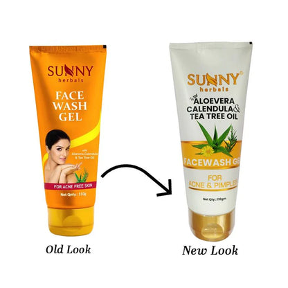 Sunny Herbals Face Wash Gel (Aloevera Calendula & Tea Tree Oil) (110gm, Pack of 1)